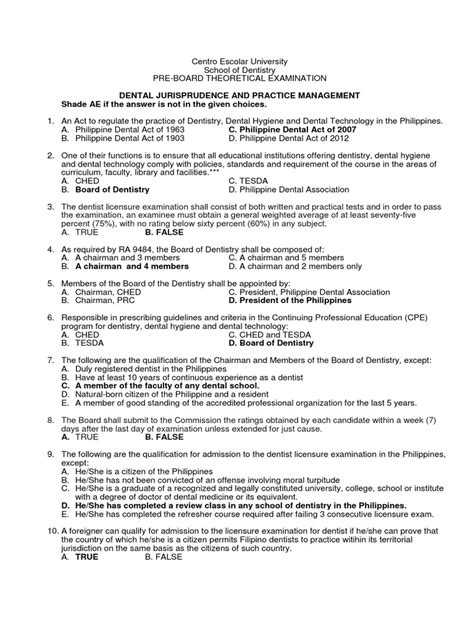 Ceu Pre Board Exam 8 Juris and Practice Management.